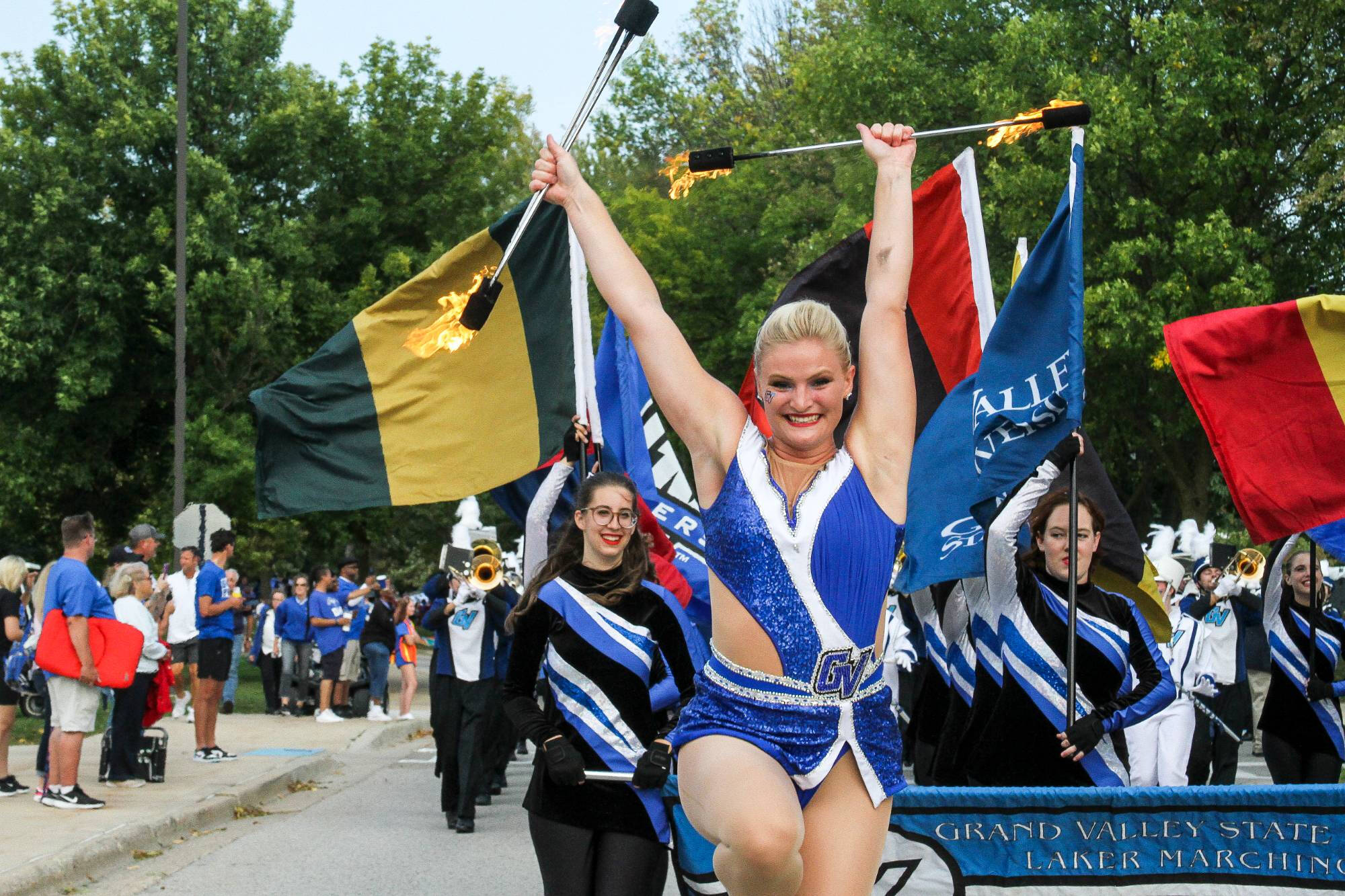 Emelia Adam twirling fire batons